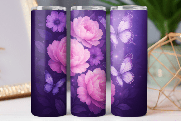 Butterfly Tumbler Wrap Skinny Design PNG Review