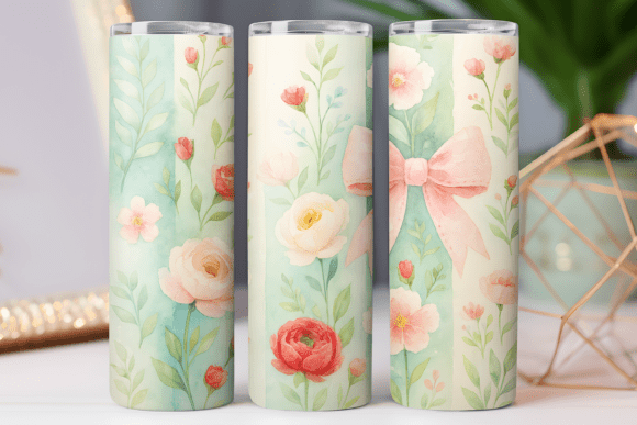 Floral Bow Tumbler Wrap Design PNG Review